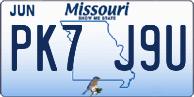 MO license plate PK7J9U