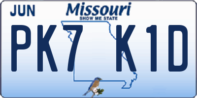 MO license plate PK7K1D