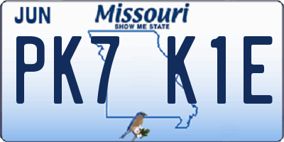 MO license plate PK7K1E