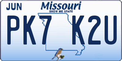 MO license plate PK7K2U