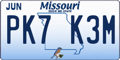 MO license plate PK7K3M