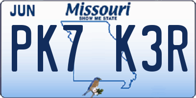 MO license plate PK7K3R