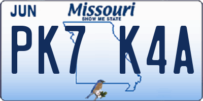 MO license plate PK7K4A