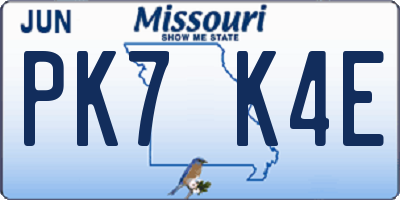 MO license plate PK7K4E