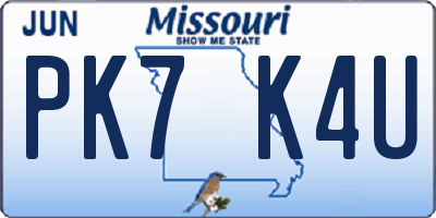 MO license plate PK7K4U