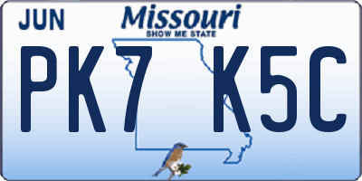 MO license plate PK7K5C