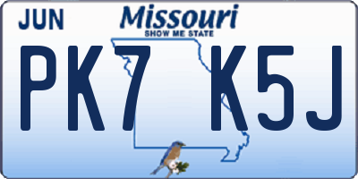 MO license plate PK7K5J