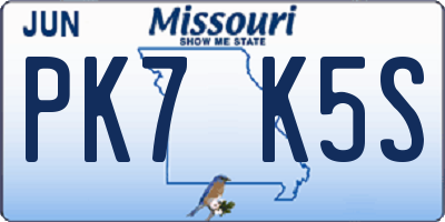 MO license plate PK7K5S