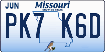 MO license plate PK7K6D