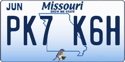 MO license plate PK7K6H