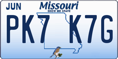 MO license plate PK7K7G