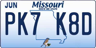 MO license plate PK7K8D