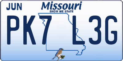 MO license plate PK7L3G