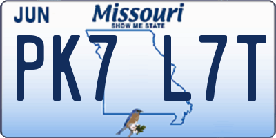 MO license plate PK7L7T