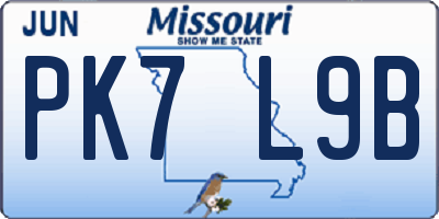 MO license plate PK7L9B