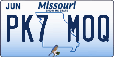 MO license plate PK7M0Q