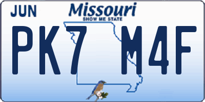MO license plate PK7M4F