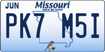 MO license plate PK7M5I