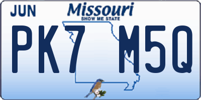 MO license plate PK7M5Q
