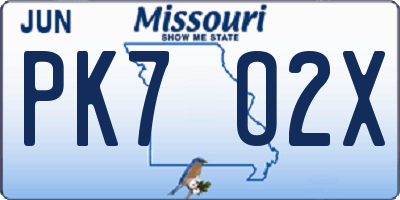 MO license plate PK7O2X