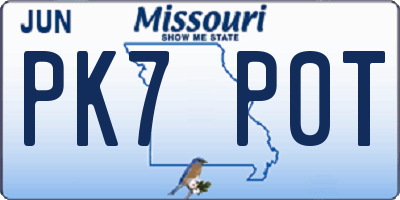 MO license plate PK7P0T