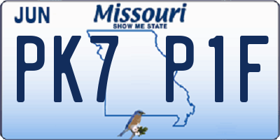 MO license plate PK7P1F