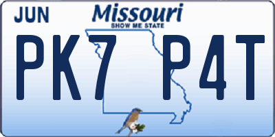 MO license plate PK7P4T