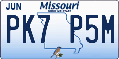 MO license plate PK7P5M
