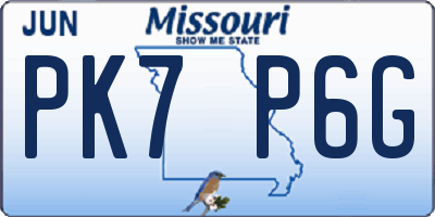 MO license plate PK7P6G