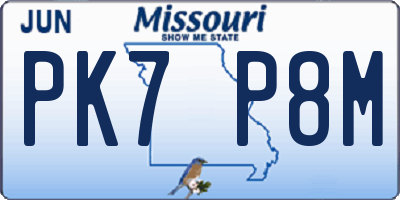 MO license plate PK7P8M
