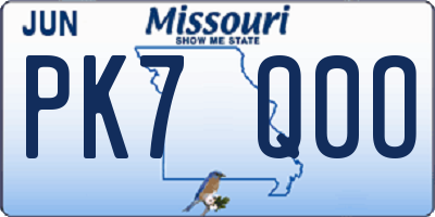 MO license plate PK7Q0O
