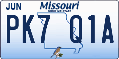 MO license plate PK7Q1A