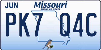 MO license plate PK7Q4C