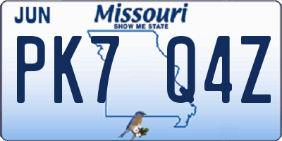 MO license plate PK7Q4Z
