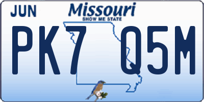 MO license plate PK7Q5M