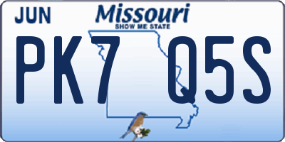 MO license plate PK7Q5S