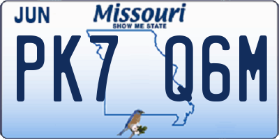 MO license plate PK7Q6M
