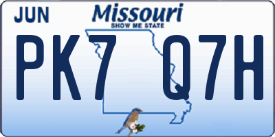 MO license plate PK7Q7H
