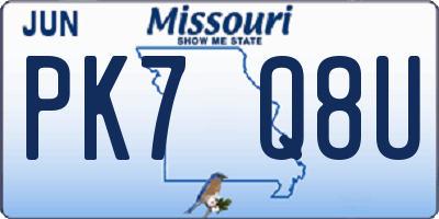 MO license plate PK7Q8U