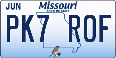 MO license plate PK7R0F