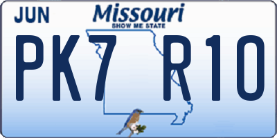 MO license plate PK7R1O