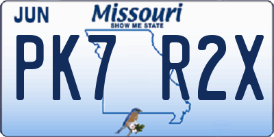 MO license plate PK7R2X