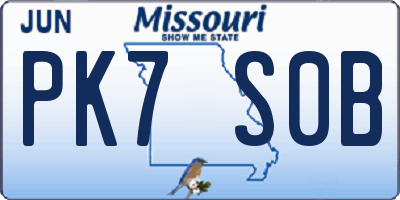 MO license plate PK7S0B