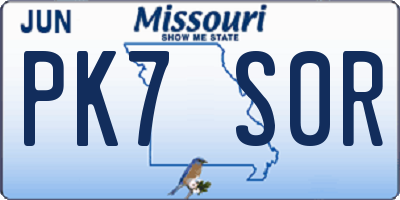 MO license plate PK7S0R
