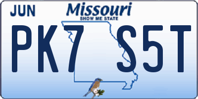 MO license plate PK7S5T