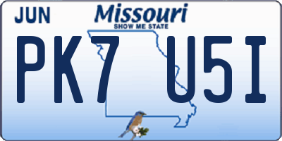MO license plate PK7U5I