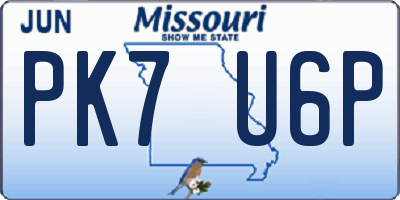 MO license plate PK7U6P