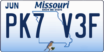 MO license plate PK7V3F