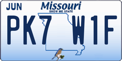 MO license plate PK7W1F