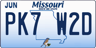 MO license plate PK7W2D